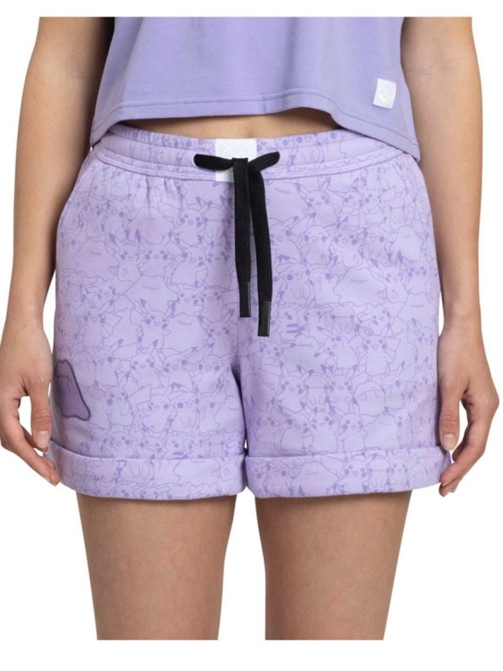 Lavender Patterned Drawstring Women's Shorts